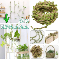 10m Tali Pita Goni Daun Tali Goni Motif Daun Hijau Pita Goni Dekorasi Hiasan Daun