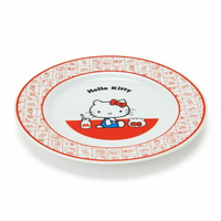 小禮堂 Hello Kitty 日製陶瓷圓盤《紅白.側坐》蛋糕盤.點心盤.淺盤.金正陶器