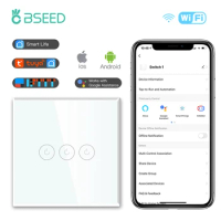 BSEED 3 Gang 1/2/3 way Light Touch Switch Wifi Smart Switch Wireless Wifi Switch Colors Support For Tuya Google App