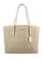 Coach Mollie Tote In Signature Canvas - Light Brown/White
