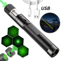 Built-in battery Green laser Pointer USB Rechargeable High Power Visible Beam Adjustable Focus for Hunting Hiking