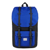 【Herschel】Little America 中型 黑色 藍色菱格紋 磁扣 橡膠帶 筆電夾層 大容量 帆布 背包 後背包