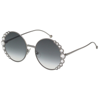 FENDI  圓框 水鑽 太陽眼鏡(銀色)