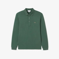 【LACOSTE】男裝-經典修身長袖Polo衫(綠色)
