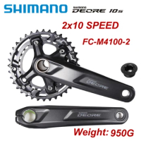SHIMANO DEORE M4100 2X10 Speed Crankset for MTB Bicycle 26-36T Chainring FC-M4100-2 Crank Arm Original 10V 20V Bike Parts