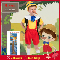 Pinocchio Costume for Kids Boy Disney Funny Clown Pinocchio Cosplay Top Pants Vest Hat Halloween st