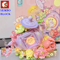 SEMBO Simulation Flower House Series Building Blocks Small Particle Puzzle Building Children's Toys Girls Christmas Gifts