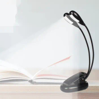 Super Adjustable Double Pole Book Lamp Goosenecks Clip on LED Lamp for Music Stand and Book Reading Light Book Led Light