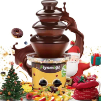 Flyseago 4 Tiers Chocolate Fountain Machine Upgraded Professional Fondue Fountain Easy Cleaning Hot Nacho Cheese Fountain