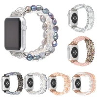 Jewelry Watchband for Apple Watch Strap Series 5 4 3 2 1 Women Pearls Crystal Bracelet For iWatch Band 38/40mm 42/44mm