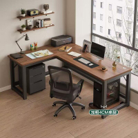 免運 電腦簡約現代辦公室桌子工作臺l型書桌轉角雙人電腦桌臺式辦公桌