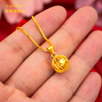 玲瓏轉運珠項鏈女繡球吊墜搭配水波鏈本命年越南沙金仿真黃金飾品