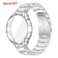 For samsung galaxy watch 4 44mm 40mm band + case clear Resin bracelet for galaxy watch active 2 strap with bands 20mm