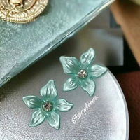 A51 anting hijab JEPIT_anting jepit (telinga) bunga warna new_anting jilbab_Anting wanita BIRU #1 MA