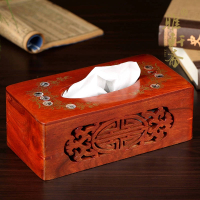 實木質鏤空鑲貝殼餐巾紙盒 花梨紅木制家用客廳抽紙盒紙巾盒創意