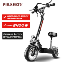 Electric Scooter With Seat Foldable E Scooter 10'' Vacuum Tire Electronic Kick scooter 2400W with Long Range Battery