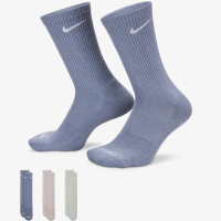 【NIKE 耐吉】襪子 中筒襪 運動襪 3雙組 EVERYDAY PLUS CUSHIONED 藍紫綠 SX6888-933