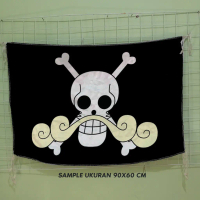 Bendera Bajak Laut Roger One Piece Bajak Laut Anime Gol D. Roger Wibu Kain Satin Hiasan Dinding Prem