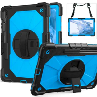 For Samsung Galaxy Tab S8 plus 5G 12.4 SM-X800 X806 Case S7 plus S7FE 360 rotation Shockproof Rugged Cover with Shoulder Straps