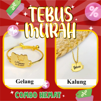 (Free gelang & cincin) Kalung dan Gelang 1 set ukir laser anak HK titanium custom nama