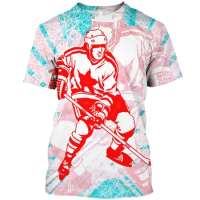 Canada Hockey T-Shirt Fashion 3D Outdoor Sports Ice Hockey Printed T Shirts for Men Clothing Short Sleeve Unisex Tops Tee Shirt