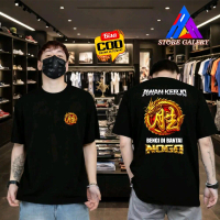 AS Store Outfit Kaos Pria Hitam 'Awan Kerjo Bengi Dibantai Nogo' dengan Logo Naga Gold Bahan Adem&Ny