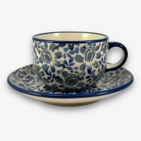 【SOLO 波蘭陶】Manufaktura 波蘭陶 200ML 咖啡杯盤組 一抹藍彩系列