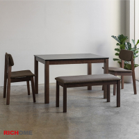RICHOME 黑麗餐桌椅組(1桌2椅1長凳)W80×D120-150×H74CM