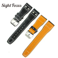 22mm Blue Black Studded Watch Strap for IWC Watch Band Wrist Watch Strap Big Pilot Watch Belt Watchbands Bracelets Rivet Strap