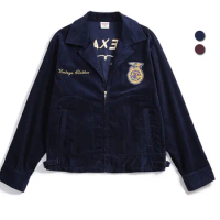 Vintage FFA Work Jacket Men's Retro Corduroy Embroidered Tooling Bomber Jackets Fashion Outdoor Amek