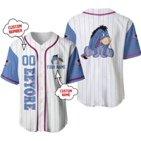 2024 Disney Eeyore Winnie The Pooh 50th Anniversary Walt World Print 3D Baseball Jersey Eeyore Winnie The Pooh Baseball Shirt