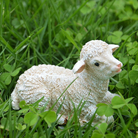 外貿原單綿羊微景觀兒童房花園桌面動物小羊模型擺件樹脂裝飾品