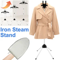 Iron Steam Stand Set with Hand-held Ironing Board Heavy-Duty Handheld Garment Steamer Rack High Adjustable Standing Ironing