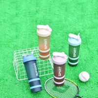 Botol Minum Olahraga 450Ml Motif Polos Botol Minum 3 Tingkatan Bahan PVC Plastik -DB3007