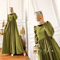 Baju GAMIS GISKA DRESS MAXY WANITA HIJAU ARMY