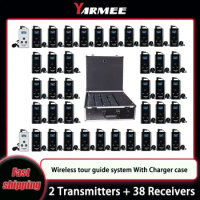 YARMEE Full Set Wireless Audio Tour Guide System Voice Transmission 2 Transmitters +38 Receivers With Microphone Charger case