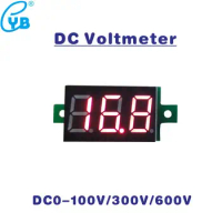 DC 0-100V 300V 600V LED Digital Voltmeter Voltage Meter Volt Instrument Tool 3-Wire Red Display DC Volt Panel Meter Volt Monitor