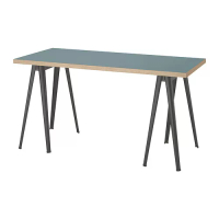 LAGKAPTEN/NÄRSPEL 書桌/工作桌, 深土耳其藍/深灰色, 140x60 公分
