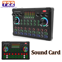 Live Sound Card Equipment Microphone Audio Mixer DJ Audio Sound Mixer Voice Changer Live Streaming Podcast Game Singing Record