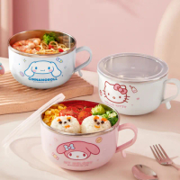 【SANRIO 三麗鷗】大耳狗美樂蒂凱蒂貓304不鏽鋼大容量帶蓋學生餐碗 雙層隔熱碗(附湯匙)