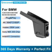 Grecoreal Dash Camera Car Dashcam for BMW X3 X4 X5 X6 X3M X4M X5M X6M OEM Front Rear Dual Dash Cam 4K Wifi Car DVR Plug Play