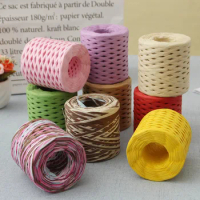 200m Raffia Yarn Rope Ribbon Natural Raffia Straw Paper Cords for Waving Twine Party Packing Craft DIY Bag Hat Sewing Supplies