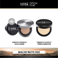 MAKE OVER Healthy Matte Face Bundle: Hydrastay Prismatic Glass Cushion + Powerstay 24H Matte Powder 