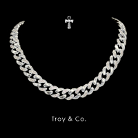 Plain Cuban Chain เพชร CZ Moissanite เรียบ iced out สายแฟ ฮิปฮอป มินิมอล TDN005 Troy & Co.