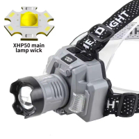 Rechargeable Sensors Headlamp Zooming 4 Gears Flashlight Type c USB Charging Red/Blue/White Flash
