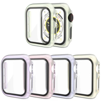 PC Colorful Watch Case For Apple Watch 45mm 44mm 42mm 41mm 40mm 38mm Tempered Glass Cover For iWatch 9 8 7 6 5 4 3 2 1 SE Shell