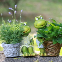 動物創意青蛙多肉花盆室內外植物盆栽禮品家居鎮宅田園裝飾擺件大