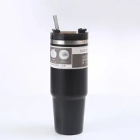 30oz Straw Car Cup Large Capacity Stainless Steel Insulation Cup Cold Insulation Ice Cup Car Coffee Cup