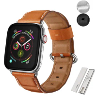 BOX +Genuine leather strap for apple watch band 45mm/41mm 42mm 38mm 44mm 40mm bracelet iwatch series 4 3 5 se 6 7