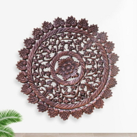 泰國柚木雕花板鏤空壁飾輕奢東南亞墻面裝飾掛件實木雕刻手工藝品